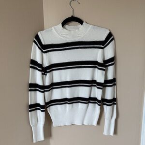 GAP Striped Mock Neck Sweater in Black and White, Medium